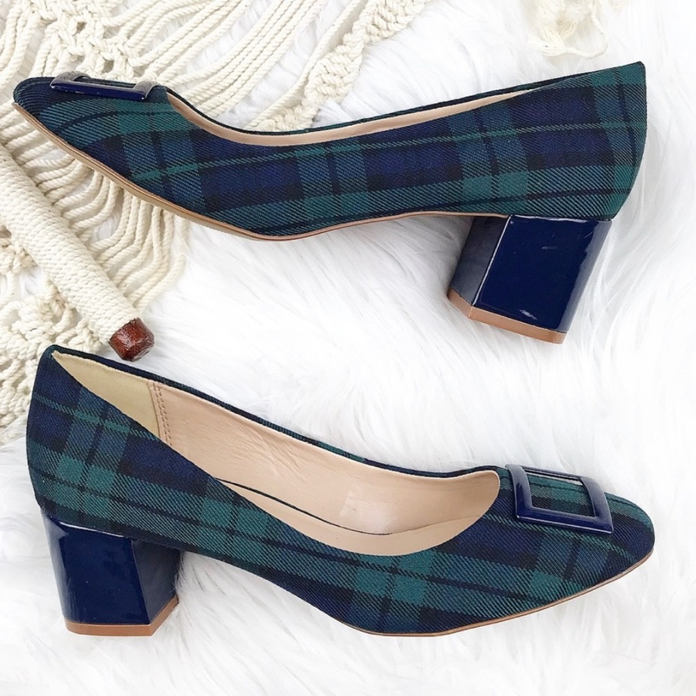 New Crown & Ivy Plaid Chunky Heels